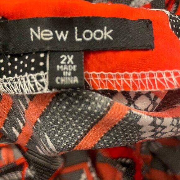 New Look Sleeveless Red Multicolor Chevron Zippered Pockets Plus Size 2X Event - Picture 9 of 10